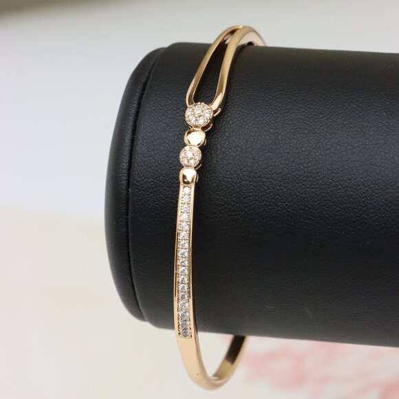 Radiant Rose Gold Bangle with Pave & Beaded Detailing, XPBL0416 - Picture 8 of 12